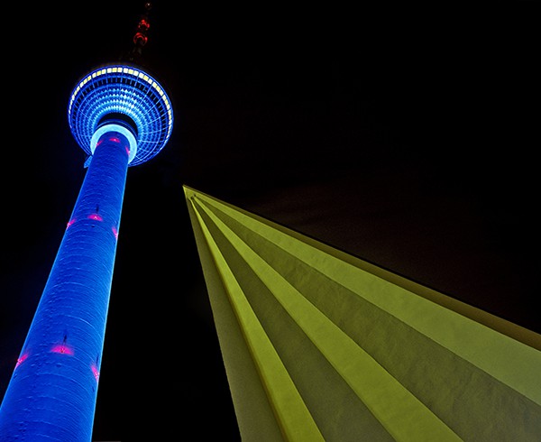 Fernsehturm während des „Festivals of Lights“.