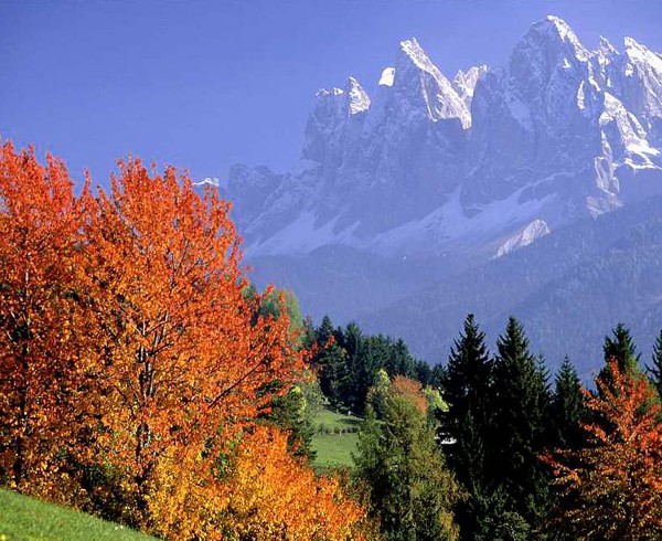 Die Geislergruppe im Herbst von St. Jakob aus.