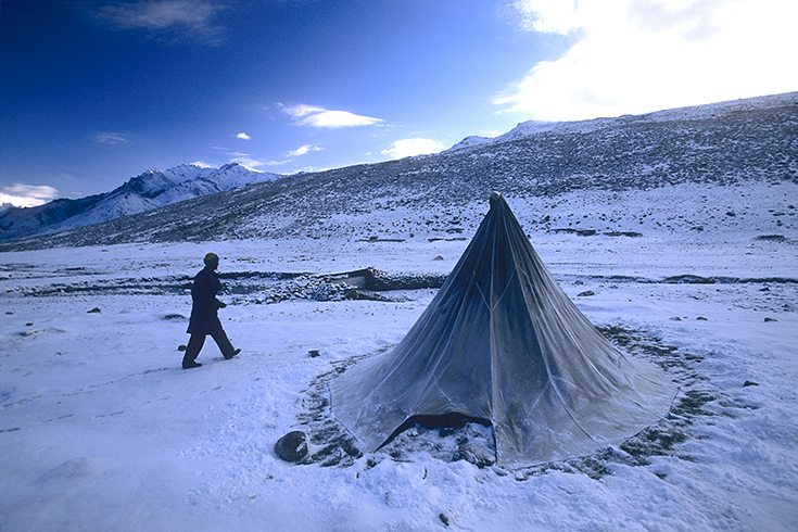 Ladakh, Nimaling-Plateau, 5:30 Uhr, 5.200 m ü. NN, -10°C.